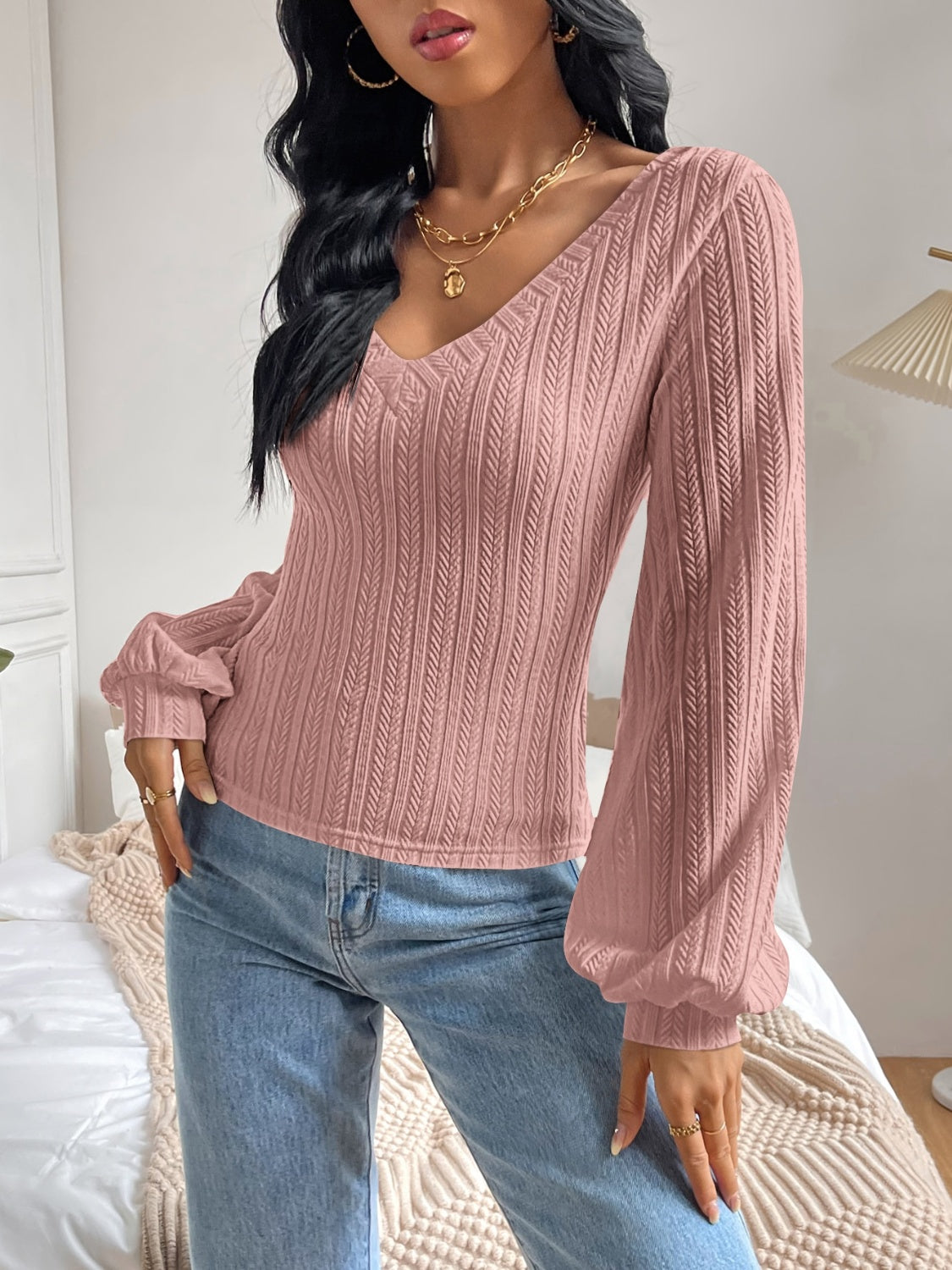 V-Neck Long Sleeve T-Shirt