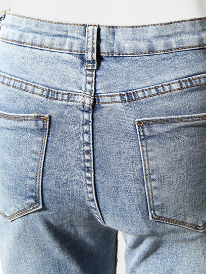 Buttoned Bootcut Jeans with Pockets