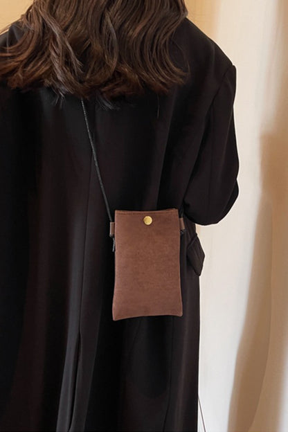 Suede Snap Down Crossbody Bag