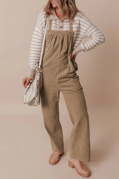 Square Neck Wide Strap Overalls