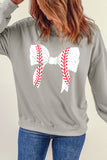 Bow Graphic Round Neck Long Sleeve Sweatshirt