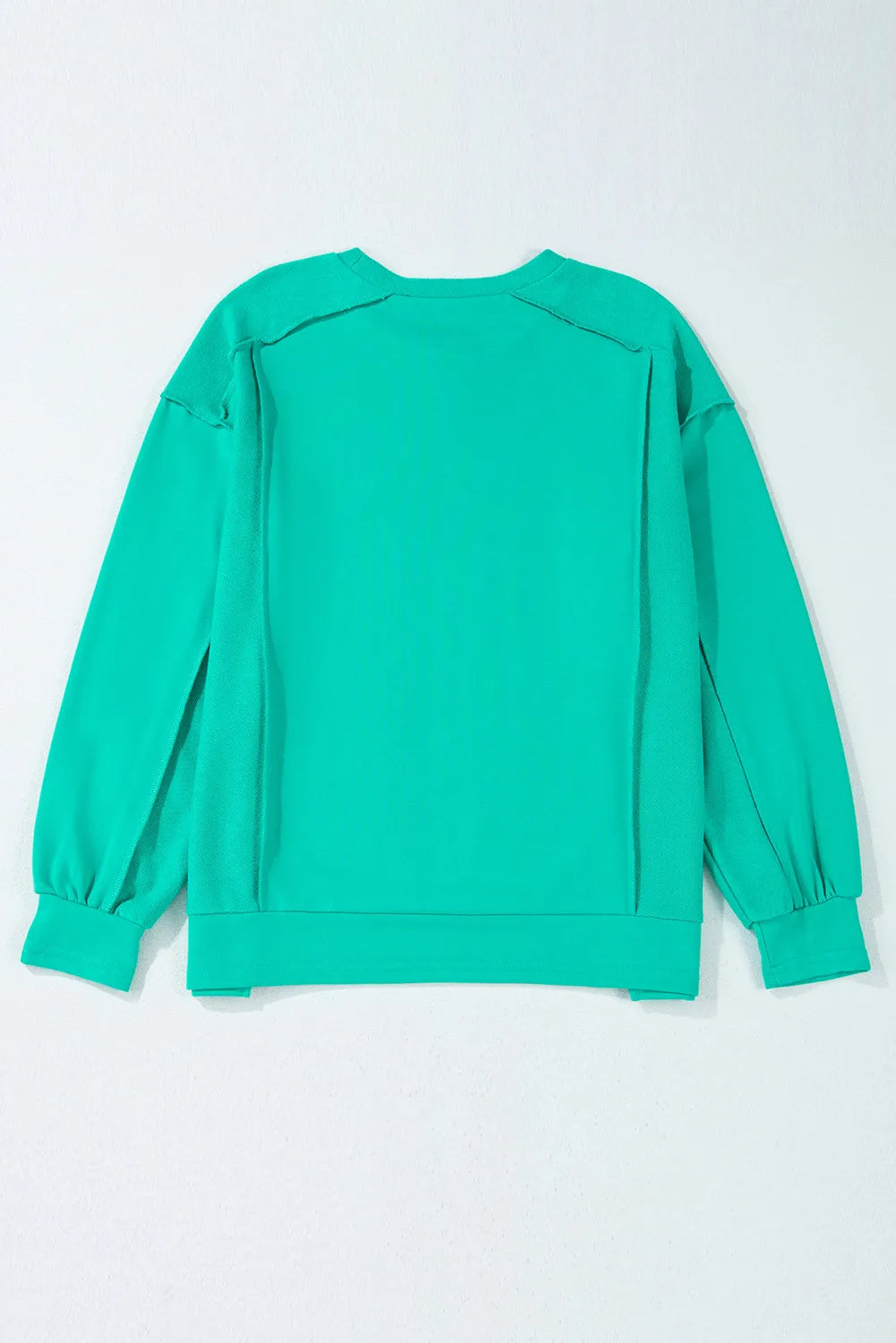 Exposed Seam Round Neck Long Sleeve Sweatshirt