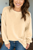 Exposed Seam Round Neck Long Sleeve Sweatshirt