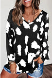 Full Size Printed V-Neck Long Sleeve Top