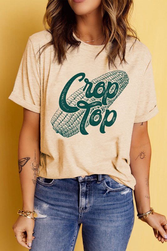 Corn Letter Graphic Cuffed Tee