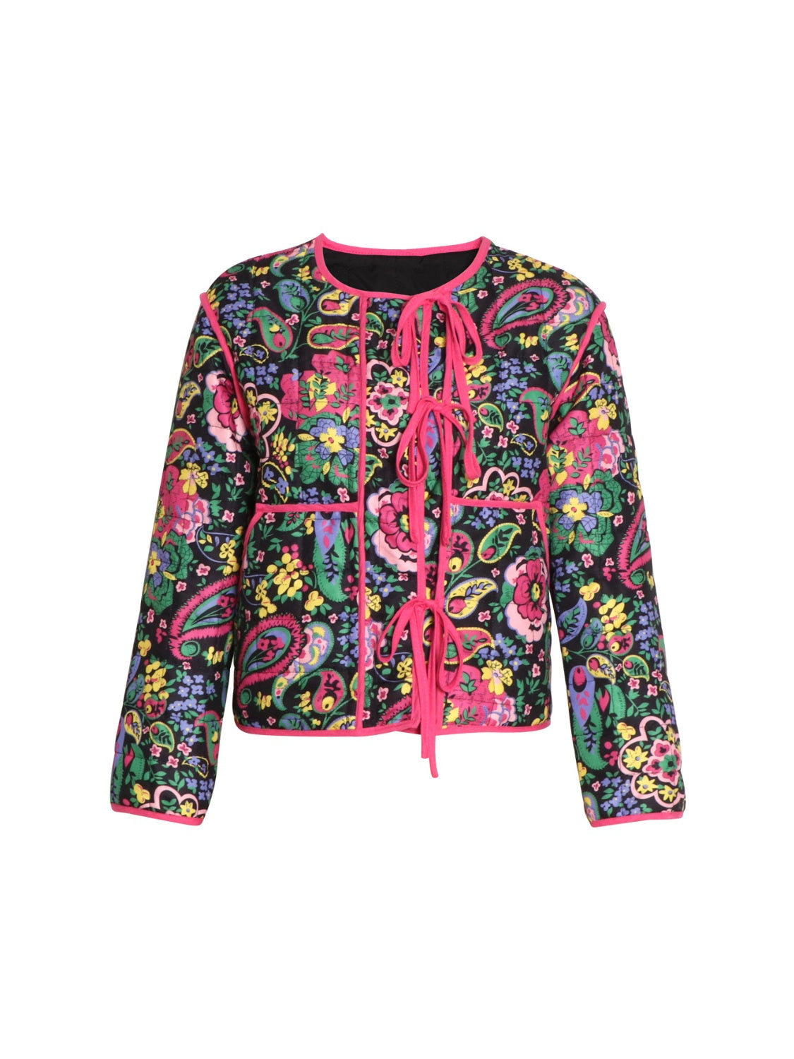 Tied Printeded Long Sleeve Jacket