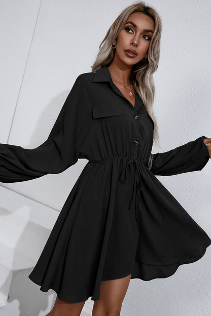 Ivy Lane Collared Tie Waist Button Up Shirt Dress