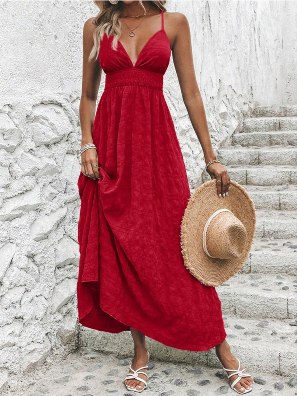 Crisscross V-Neck Maxi Cami Dress