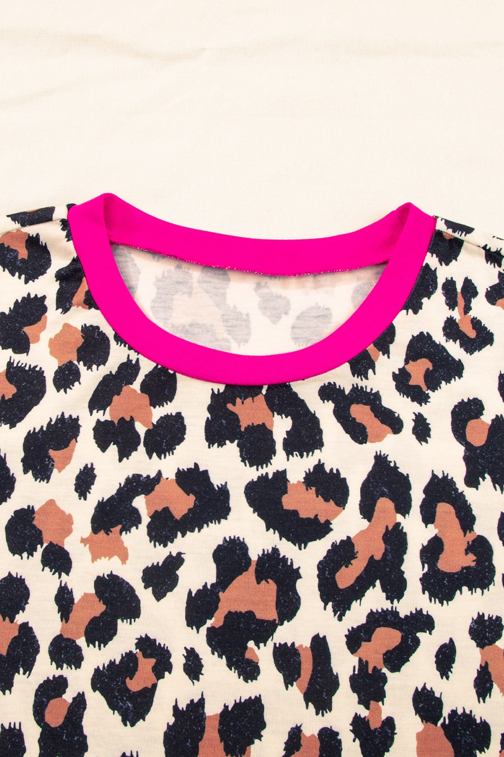 Leopard Round Neck Short Sleeve T-Shirt