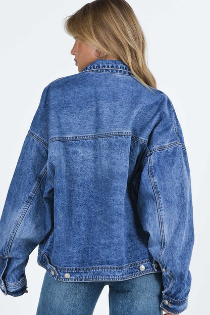 Collared Neck Button Up Denim Jacket