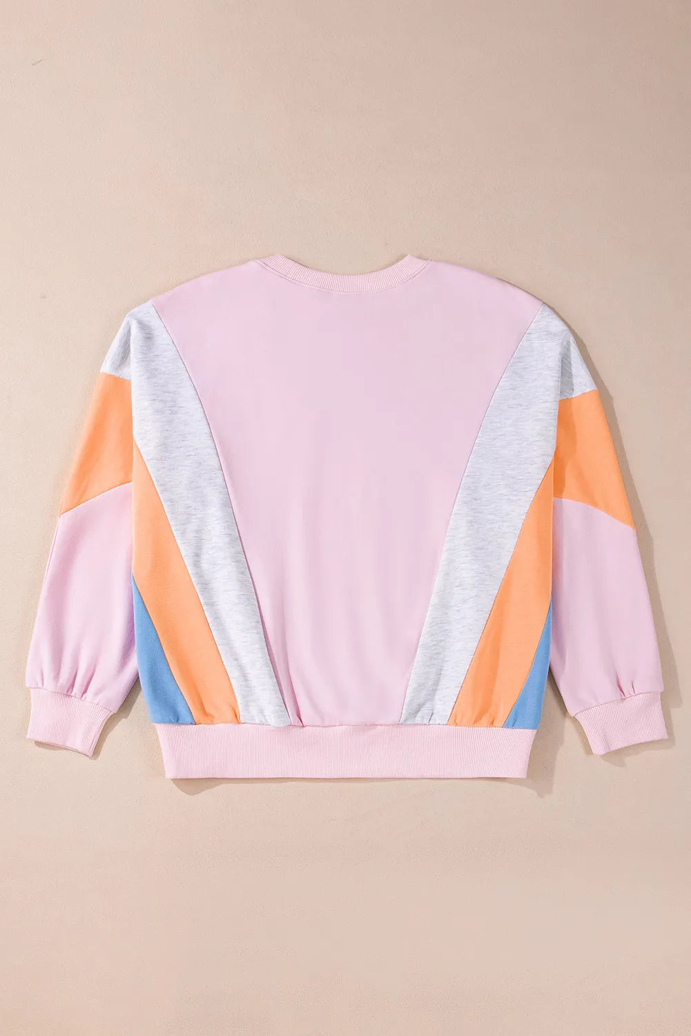 Color Block Round Neck Long Sleeve Sweatshirt