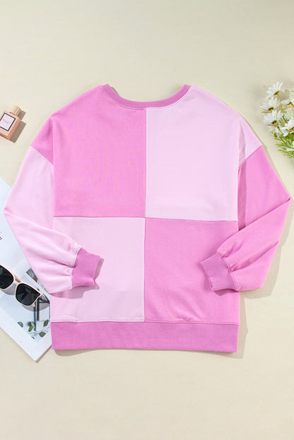 Contrast Half Button Long Sleeve Sweatshirt