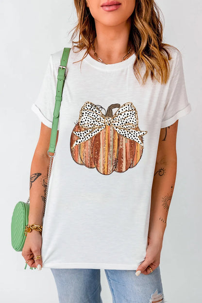 Full Size Pumpkin Round Neck Short Sleeve T-Shirt