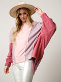 High-Low Contrast Notched Long Sleeve Sweatshirt