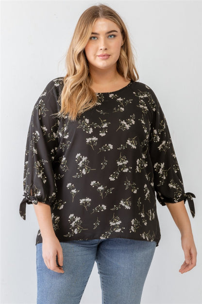 Zenobia Plus Size Floral Round Neck Blouse