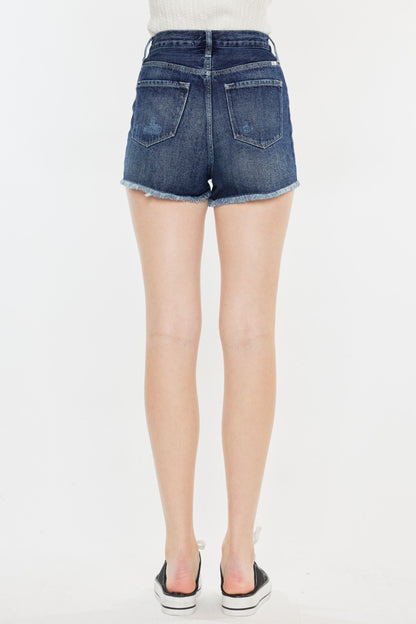 Kancan Raw Hem Button Fly Denim Shorts