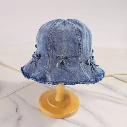 Bow Trim Denim Hat