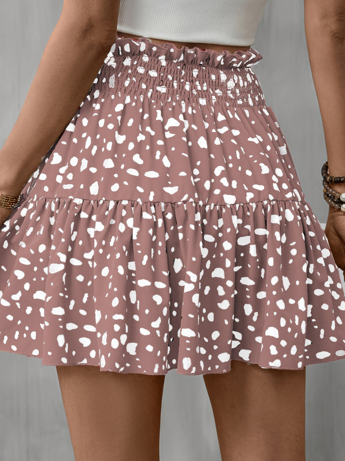 Frill Tied Printed Mini Skirt