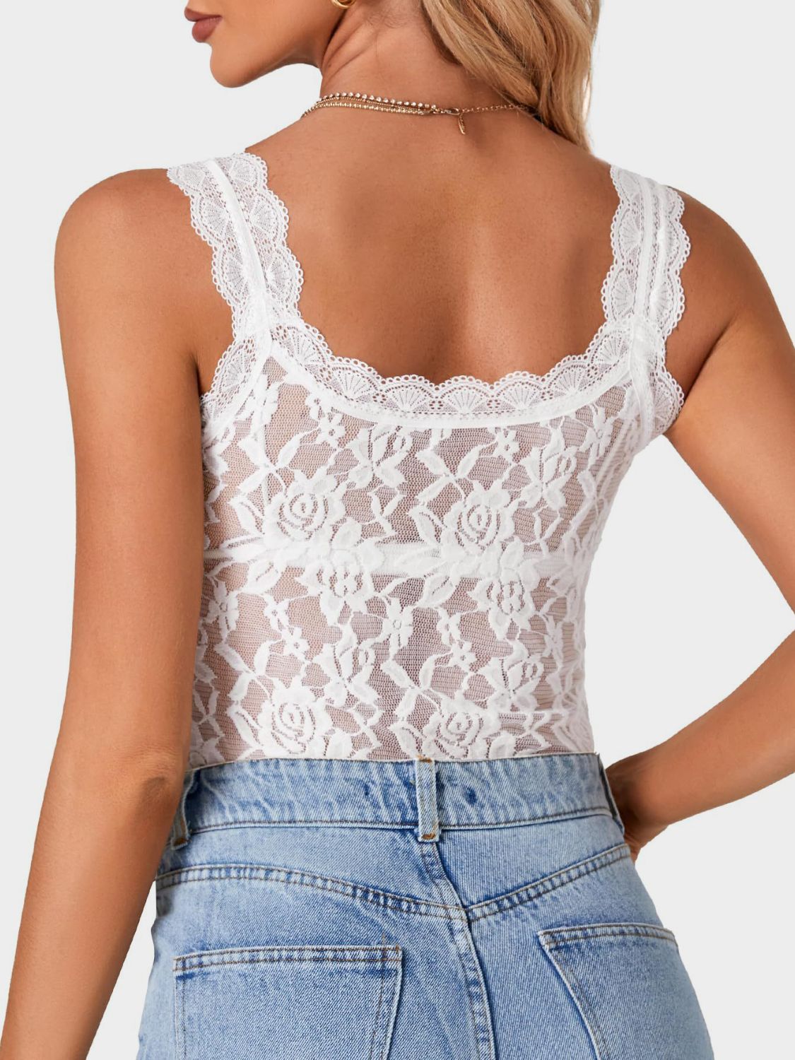 Lace Scoop Neck Tank