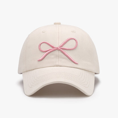 Bow Embroidered Cotton Baseball Cap