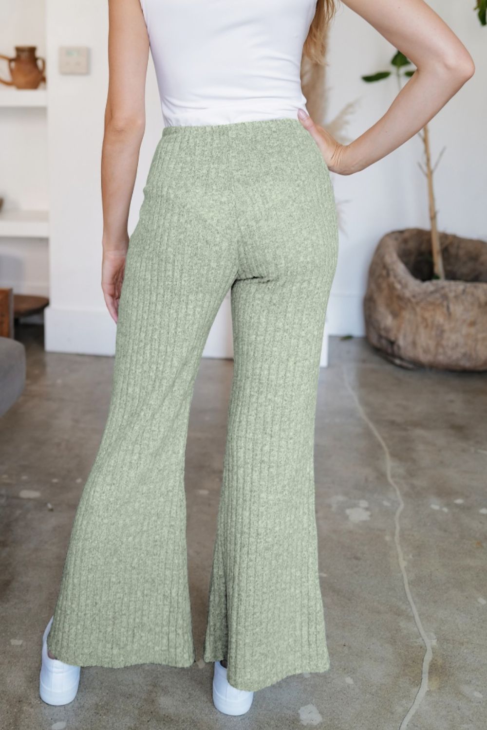 Ribbed High Waist Flare Pants