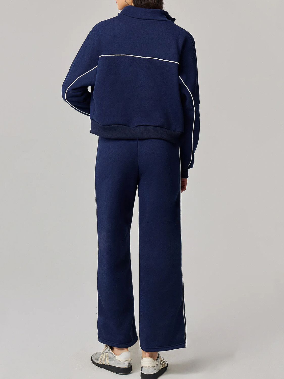 Zip Up Long Sleeve Top and Drawstring Pants Set