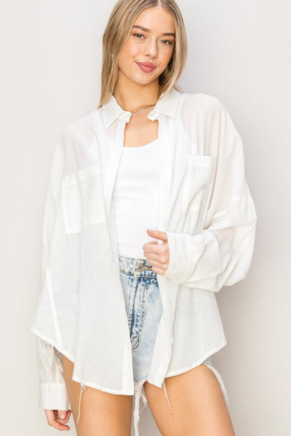 HYFVE Button Up Drop Shoulder Shirt