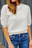 Eyelet Round Neck Half Sleeve Blouse