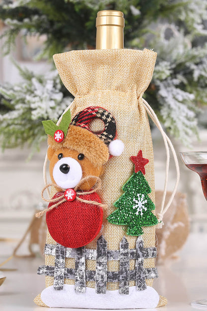 4-Pack Drawstring Christmas Wine Bottle Covers