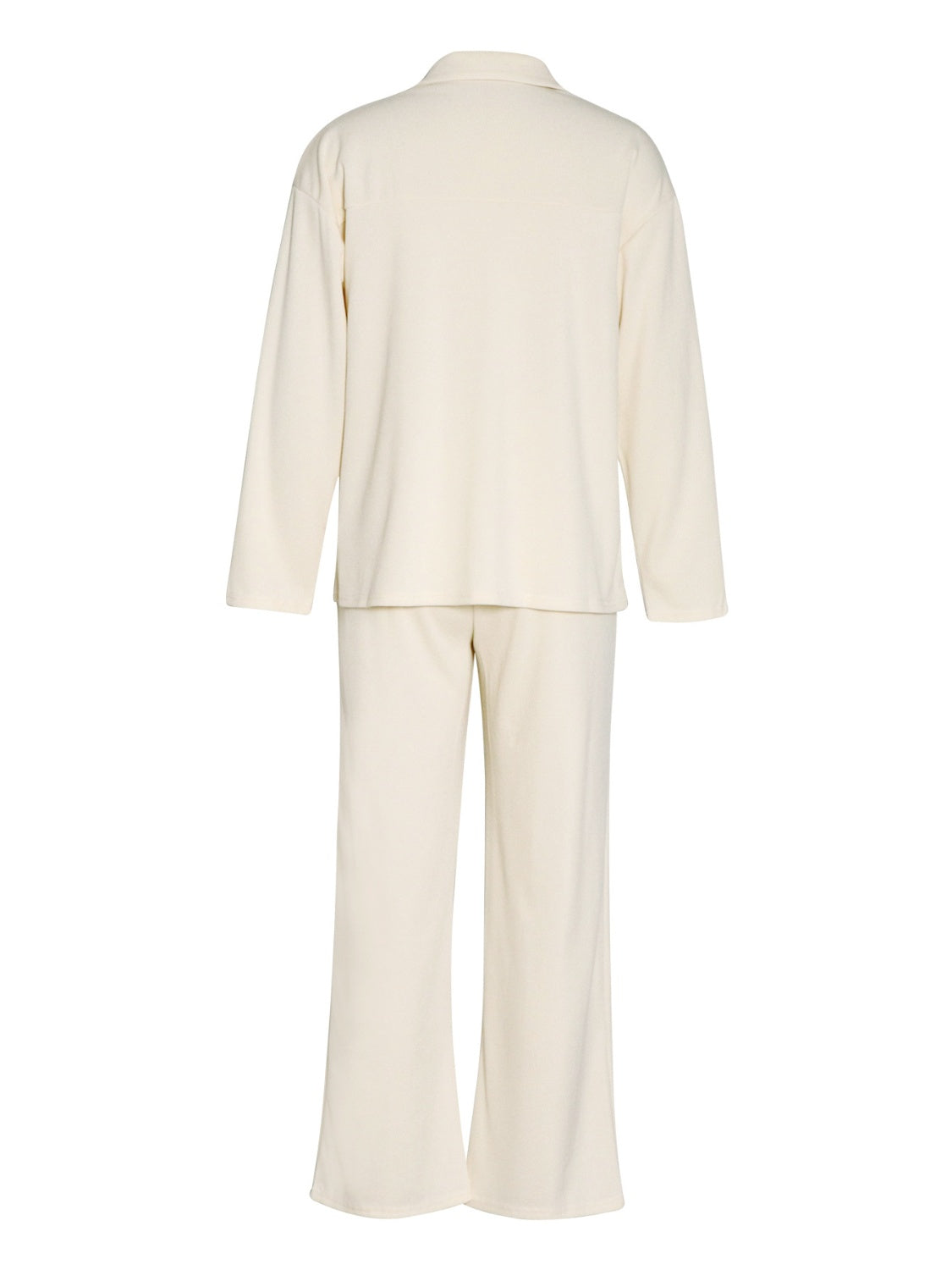 Collared Neck Long Sleeve Top and Drawstring Pants Set