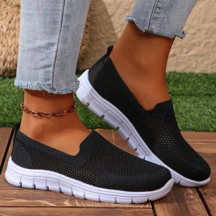 Breathable Mesh Round Toe Slip-Ons