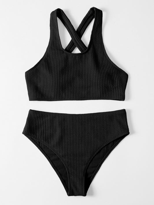 Crisscross Wide Strap Two-Piece Swim Set