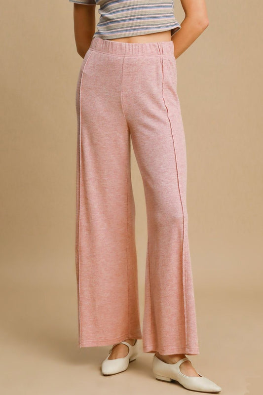 Umgee Elastic Waist Wide Leg Knit Pants