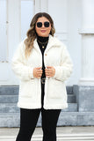 Plus Size Collared Neck Button Down Fuzzy Outerwear