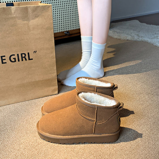 Faux Fur Round Toe Platform Boots