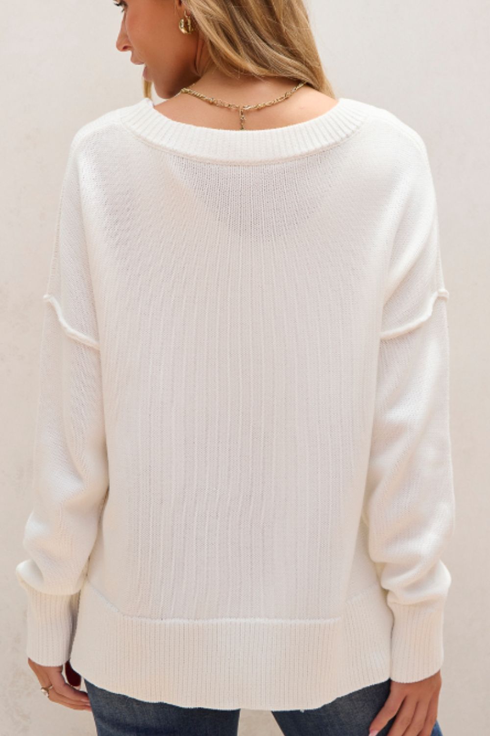 US Flag Side Slit Drop Shoulder Sweater