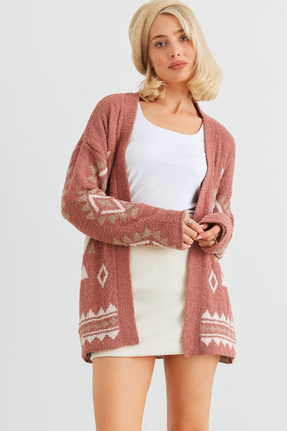 VERYJ/LOVERICHE Open Front Long Sleeve Cardigan