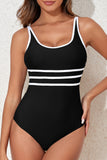 Contrast Trim Scoop Neck One-Piece Swimwear