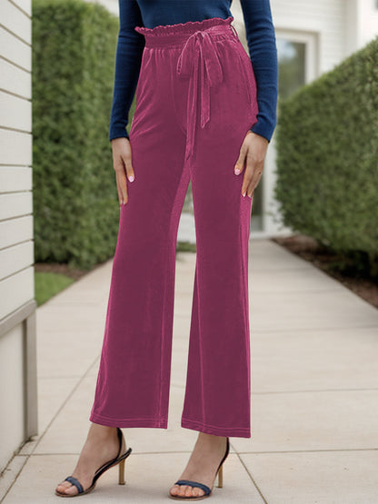 Full Size Tied High Waist Bootcut Pants