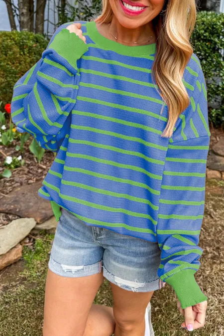 Striped Round Neck Long Sleeve Sweater