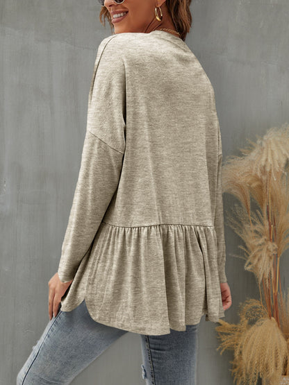 Ruffled Button Up Long Sleeve Cardigan