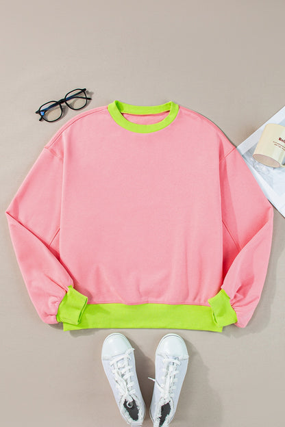 Contrast Round Neck Long Sleeve Sweatshirt