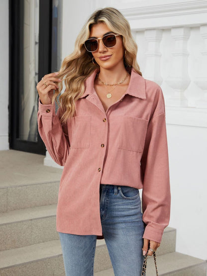 Button Up Long Sleeve Shirt with Breast Pockets