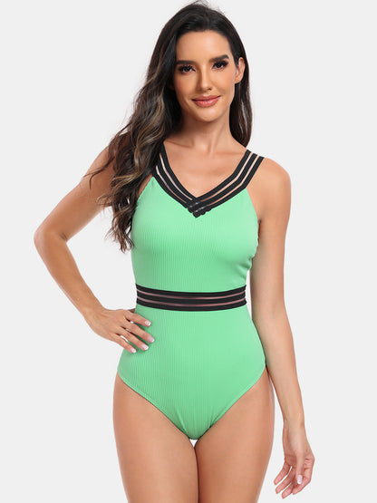 V-Neck One-Piece Swimwear