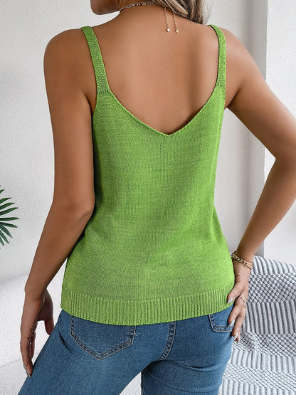 Openwork Scoop Neck Knit Vest