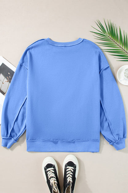 Exposed Seam Star Long Sleeve Sweatshirt