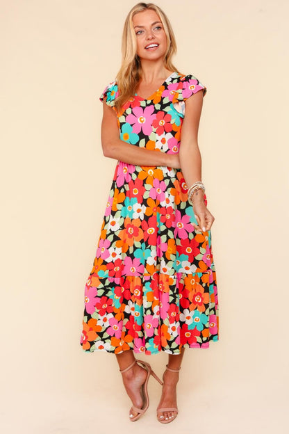 Haptics Floral Midi Dress with Side Pockets