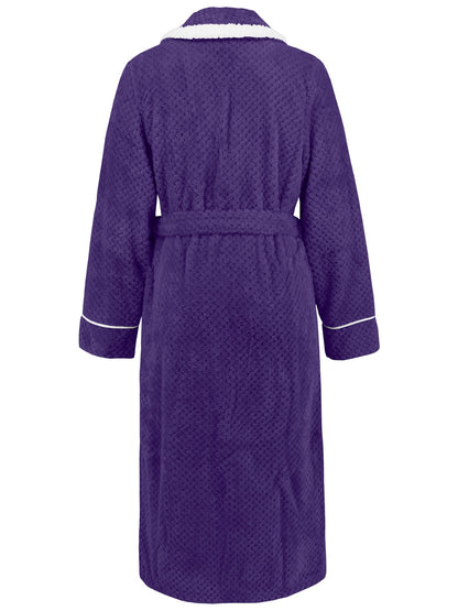 Contrast Trim Tie Waist Lounge Nightgown with Pockets