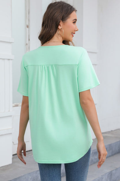 Cutout V-Neck Short Sleeve T-Shirt