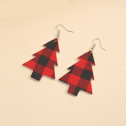 Christmas Tree PU Leather Dangle Earrings